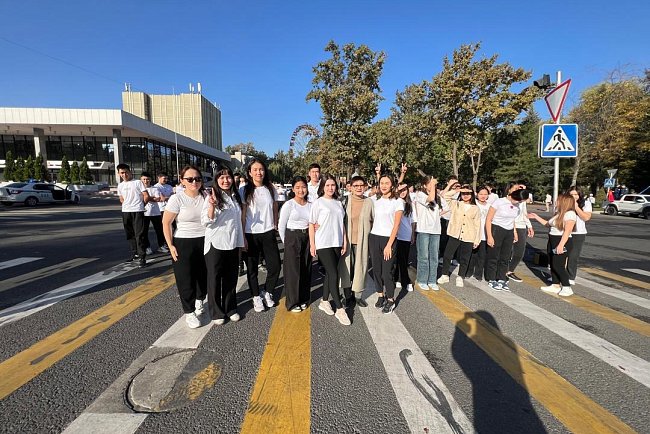 KRSU students took part in a flash mob on Old Square as part of Disaster Risk Reduction Day
