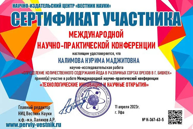Международная научно-практическая конеренция "Технологические инновации и научные открытия"