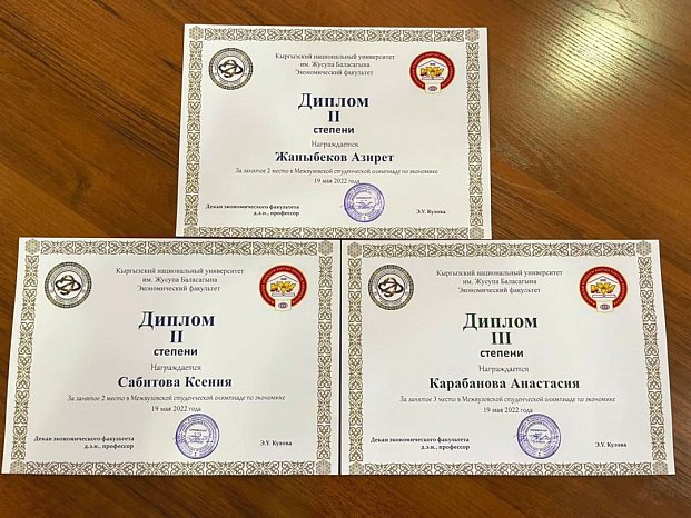 KRSU students took prizes at the interuniversity Olympiad in Economics