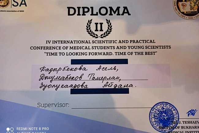 KRSU students and clinordinators were awarded II and III degree diplomas at a conference in Bukhara