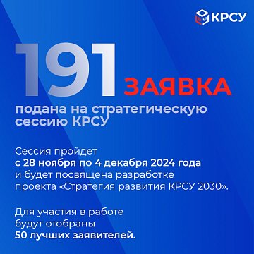 191 applications submitted for the KRSU strategic session