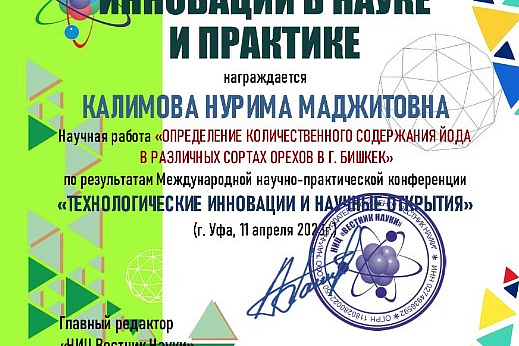 Международная научно-практическая конеренция "Технологические инновации и научные открытия"