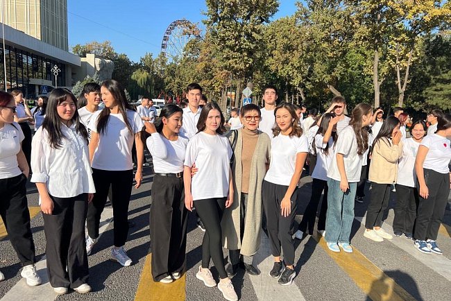 KRSU students took part in a flash mob on Old Square as part of Disaster Risk Reduction Day