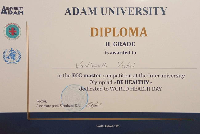 Студенты КРСУ стали дипломантами олимпиады, приуроченной ко Всемирному дню здоровья