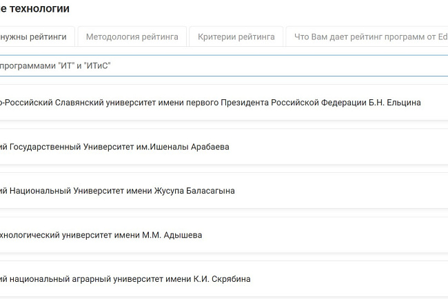 КРСУ - лидер образовательных программ по итогам рейтинга EdNet 2025