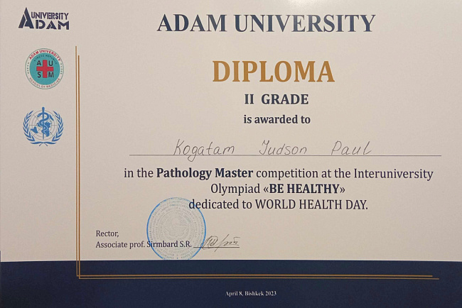 Студенты КРСУ стали дипломантами олимпиады, приуроченной ко Всемирному дню здоровья