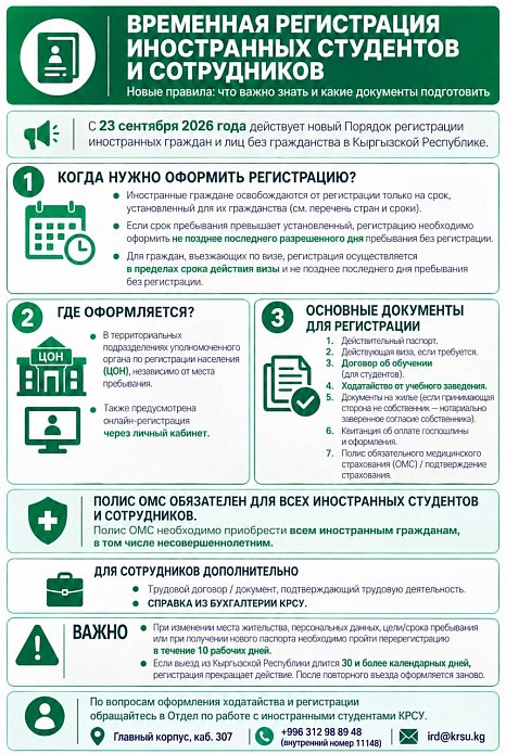 Important information for international students and KRSU staff