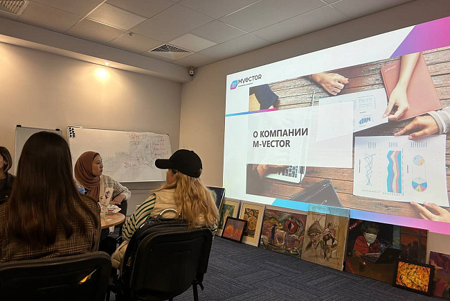 Студенты группы УМ-1-20  вместе с преподавателем Кочербаевой Айнурой Анатольевной в целях воспитательной работы кафедры 18 октября 2023 года посетили маркетинговую компанию "М-Вектор" 